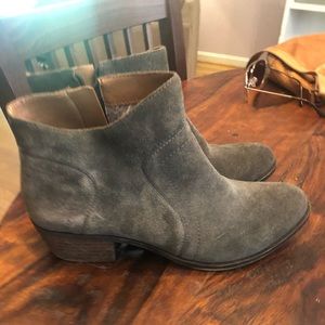 Lucky Brand Grey Suede Zip Ankle Booties 9